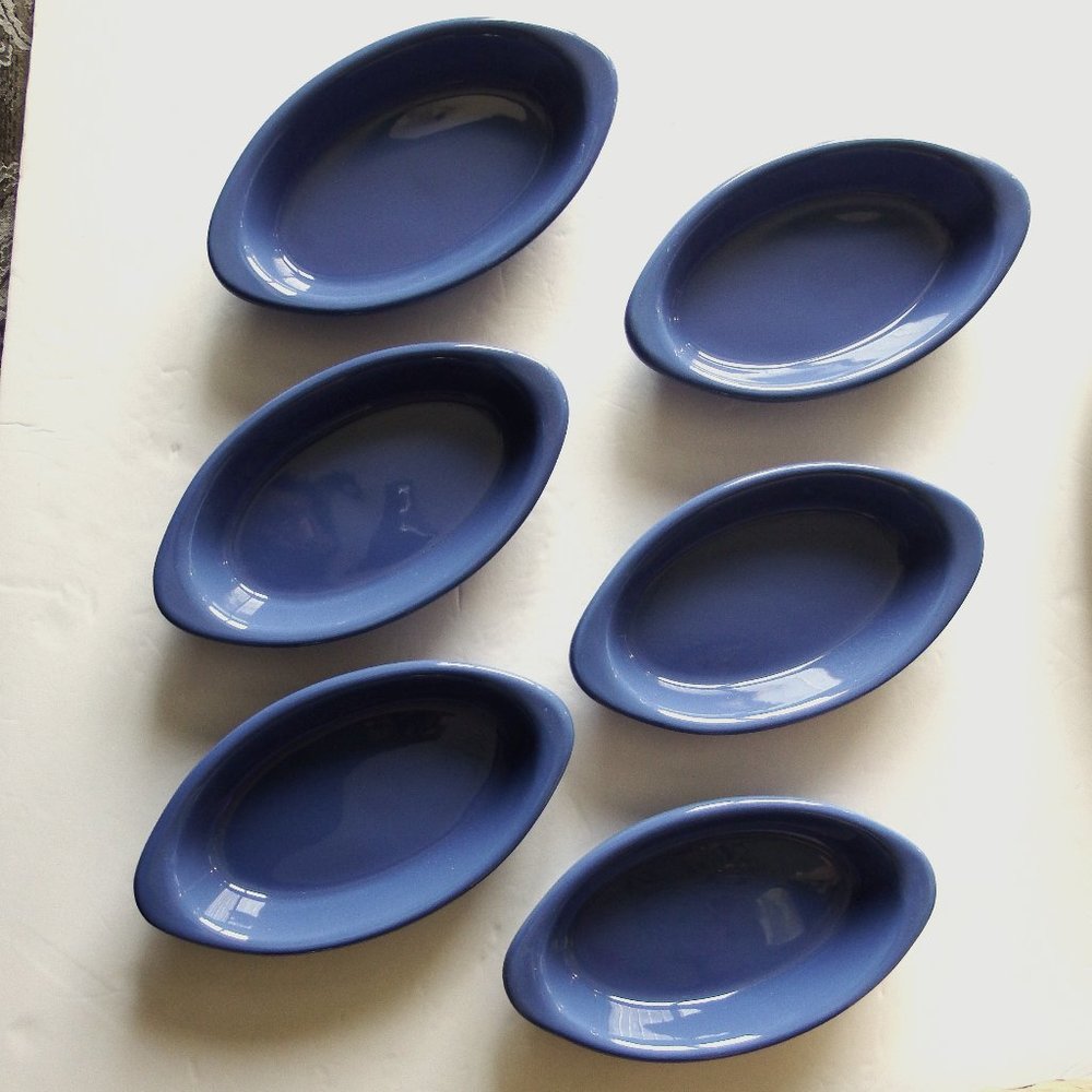 NEW Set of 6 Stoneware Individual Serving Ramekin/Cassarole Dishes  7" L x 4" W